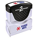 ACCU-STAMP2 Message Stamp with Shutter, 2-Color, PLEASE NOTE, 1-5/8" x 1/2" Impression, Pre-Ink, Blue and Red Ink (035530)