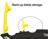 Modern Box Cutter, Extra Tape Cutter at Back, Dual Side Edge Guide, 3 Blade Depth Setting, 2 Blades and Holster - Yellow Color 2000