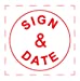 Shiny "Sign and Date" Round Stock Stamp, Red (HS036)